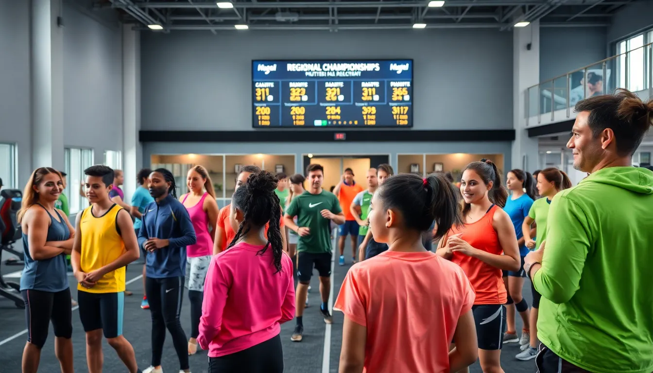 young athletes training with coaches in a modern sports facility.