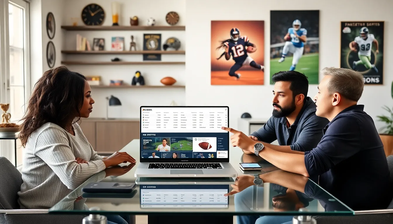 professionals discussing NFL player news in a modern office