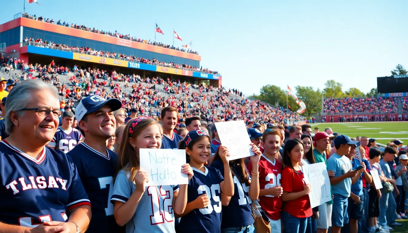 community cheering at a high school sports event.
